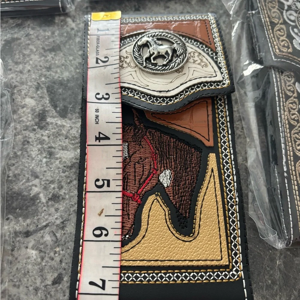 Western Cowboy/Charro Vinil and leather Cellular Phone case Rooster, Horse/Bull